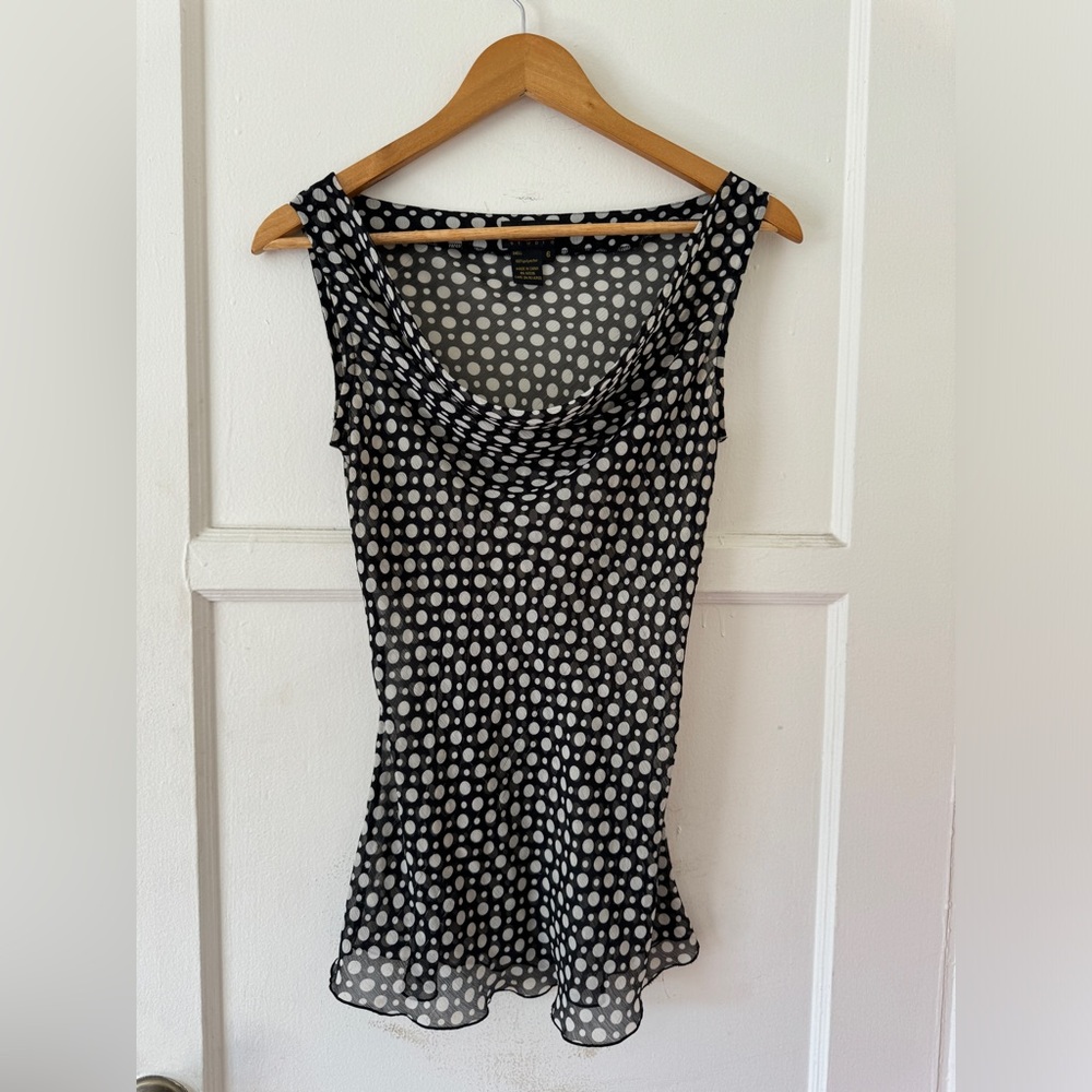 Polka Dot Sleeveless Blouse - Black and White